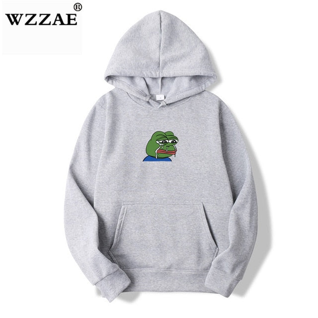 Sad tearing frog Print Hoodies Men Women Hooded Sweatshirts 2019 New H Ebisukio